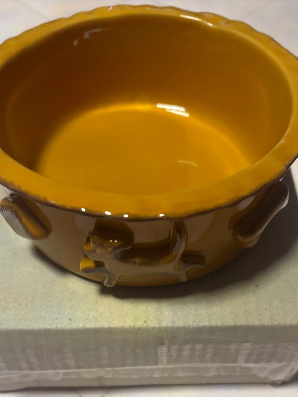 Cute & Classic: 🐾 Carmel Ceramica Mustard Yellow Dog Bowl – Designer Stoneware